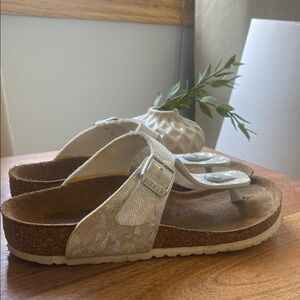 Birkenstock Iridescent White Sandals